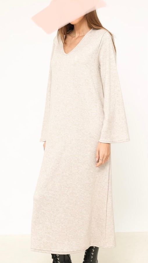 Dress met V-hals Dina beige