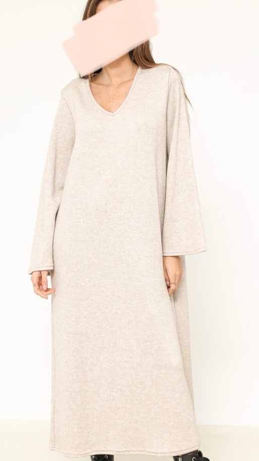 Dress met V-hals Dina beige