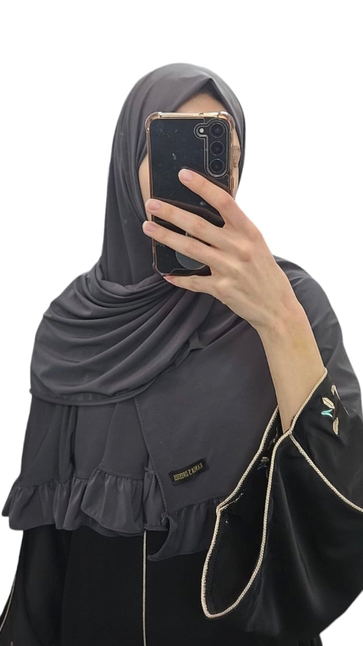 Ruffle Premium Jersey Sjaal Donkergrijs