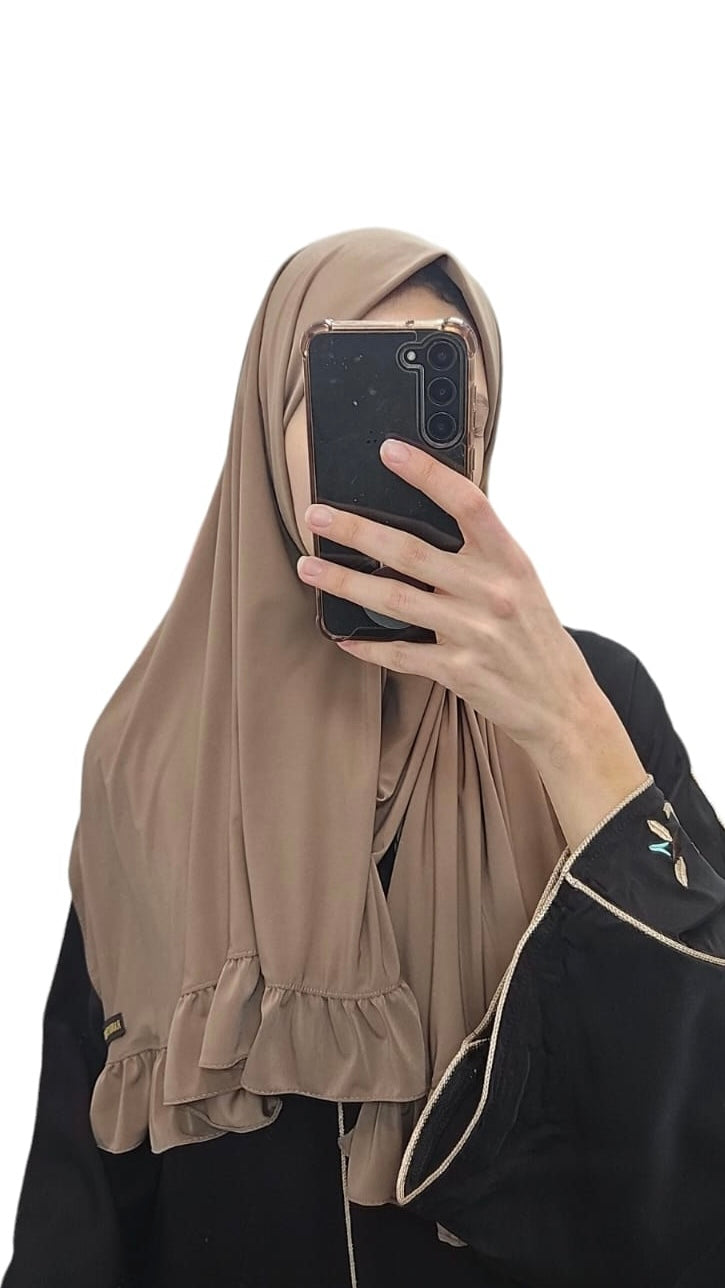 Ruffle Premium Jersey Sjaal Beige