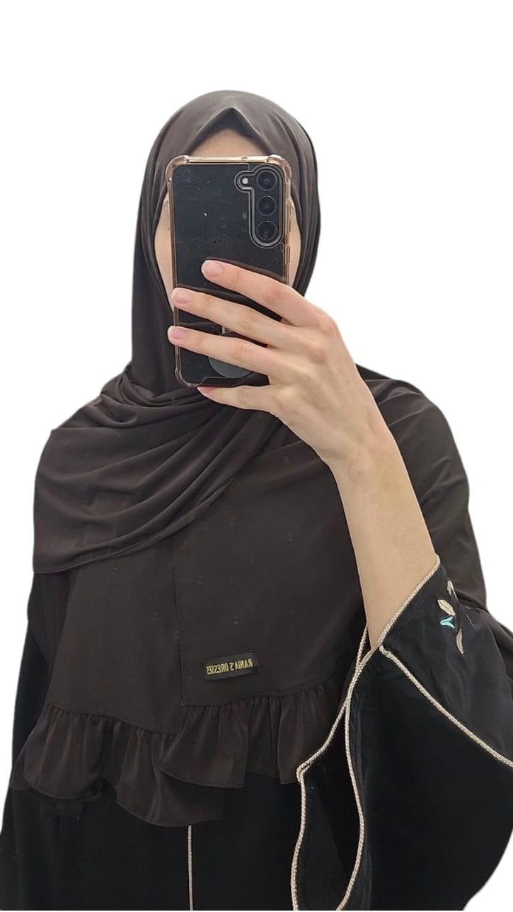 Ruffle Premium Jersey Sjaal Donkerbruin