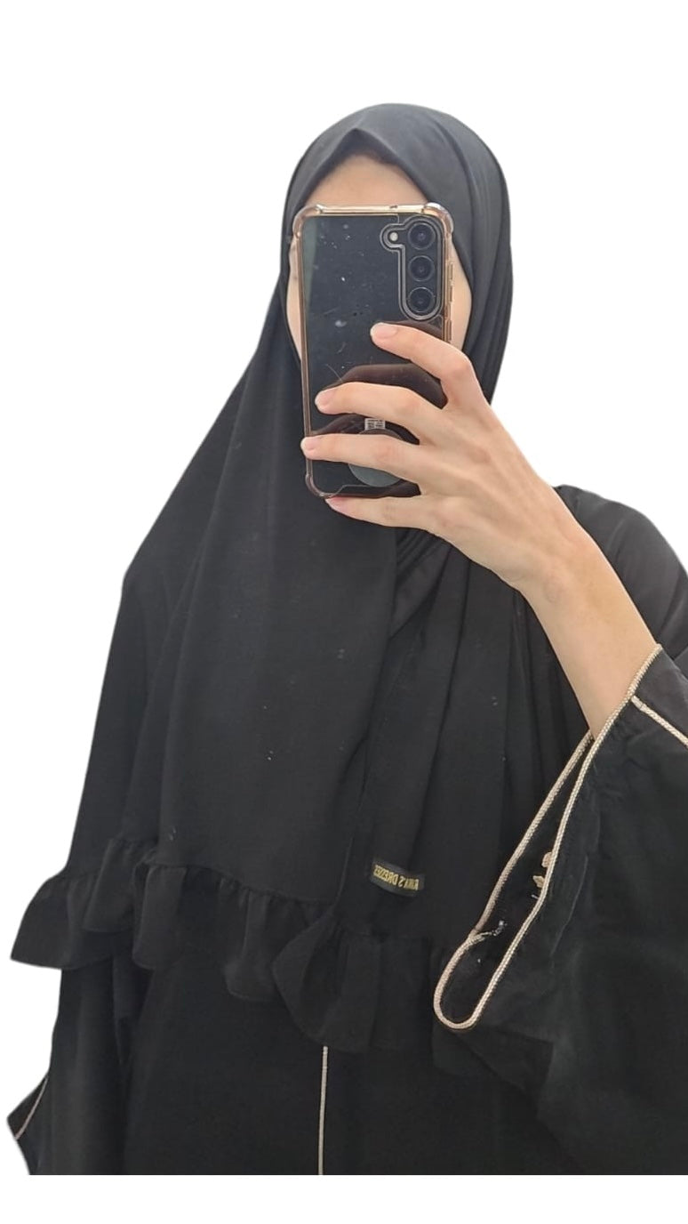 Ruffle Premium Jersey Sjaal Zwart