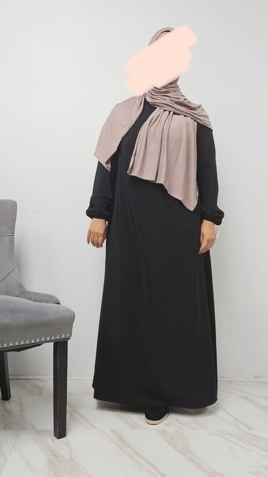 Elegante Zwart Maxi-Abaya met Lange Mouwen