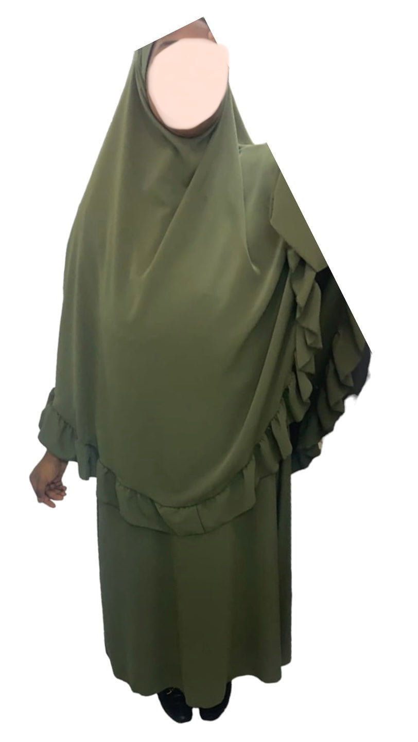 Ruffle Khimar met Abaya